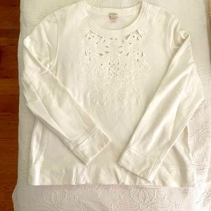 J. Crew Embroidered Sweatshirt White